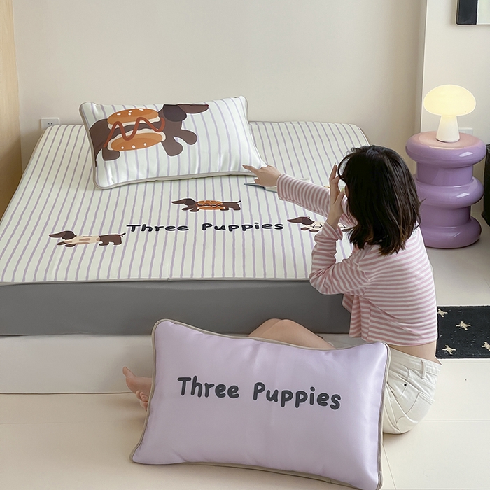 91家纺网 家纺一手货源 找家纺 （总）桃子家居 2025新款A类ins卡通数码印花1200D冰感冰丝凉席系列