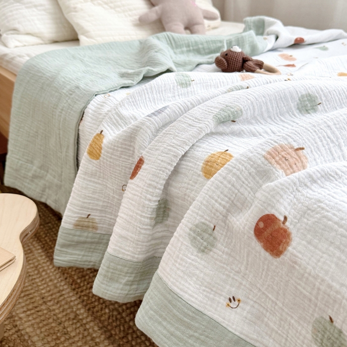 91家纺网 家纺一手货源 找家纺 BOSS 2025新款全棉纯棉皱皱纱儿童盖毯夏被  幼儿园夏被夏凉被空调被