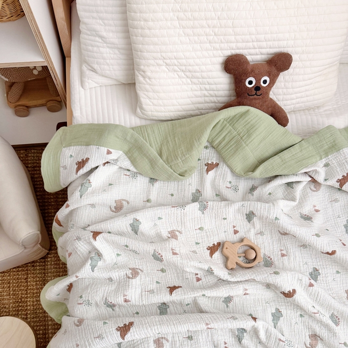 91家纺网 家纺一手货源 找家纺 BOSS 2025新款全棉纯棉皱皱纱儿童盖毯夏被  幼儿园夏被夏凉被空调被