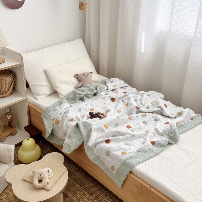 91家纺网 家纺一手货源 找家纺 BOSS 2025新款全棉纯棉皱皱纱儿童盖毯夏被  幼儿园夏被夏凉被空调被