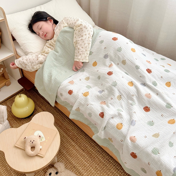 91家纺网 家纺一手货源 找家纺 BOSS 2025新款全棉纯棉皱皱纱儿童盖毯夏被  幼儿园夏被夏凉被空调被