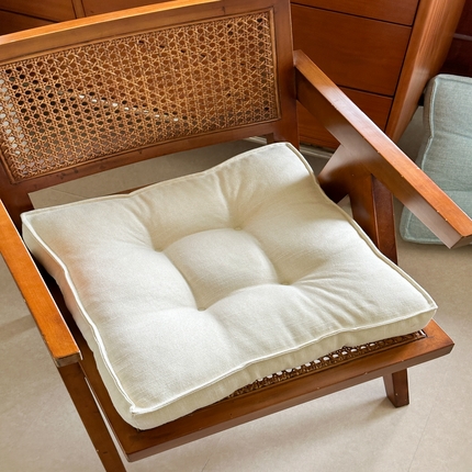 美茉家居 2025新款棉麻面包坐垫 米白