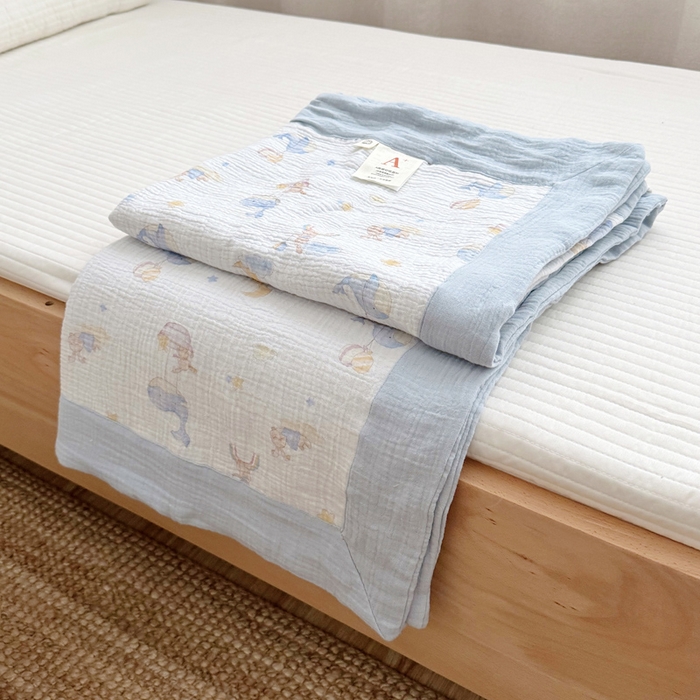 91家纺网 家纺一手货源 找家纺 BOSS 2025新款全棉纯棉皱皱纱儿童盖毯夏被  幼儿园夏被夏凉被空调被