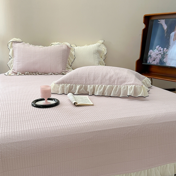 91家纺网 家纺一手货源 找家纺 琳可家居 2025新款雪精灵系列兰精天丝凉感床盖三件套 秋韵紫