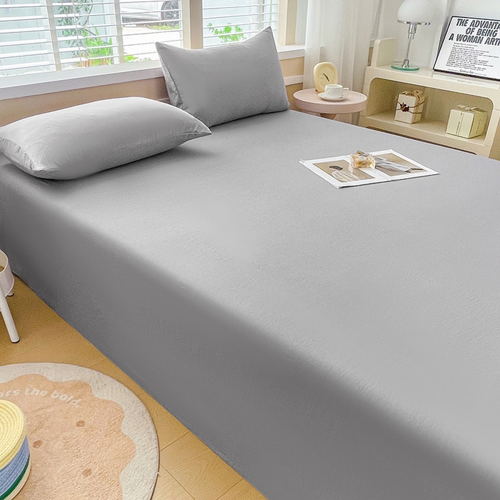 91家纺网 家纺一手货源 找家纺 牛魔王家居 2025新款糯糯棉床单枕套纯色单床单 灰