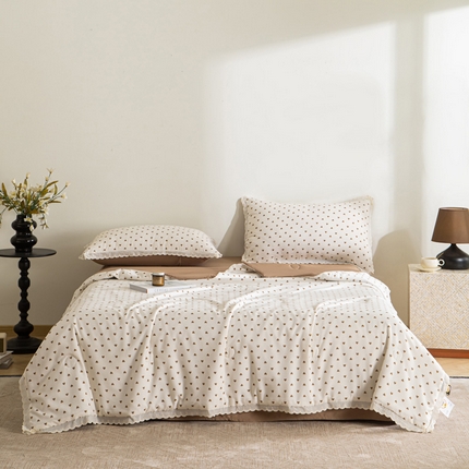 91家纺网 家纺一手货源 找家纺 （总）玛德琳 2025新款双层纱大豆夏凉被空调被夏被四件套