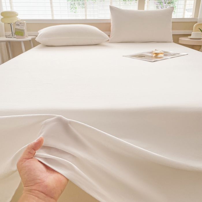 91家纺网 家纺一手货源 找家纺 牛魔王家居 2025新款糯糯棉床单枕套纯色单床单 珍珠白