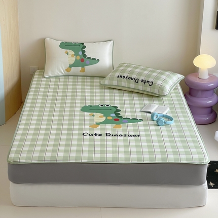 桃子家居 2025新款A类ins卡通数码印花1200D冰感冰丝凉席系列 冰感席混搭-可爱恐龙