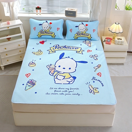 八零年代  2025大版卡通三丽鸥正版授权大版卡通夏季凉豆豆凉席三件套空调房床笠款凉席三件套 帕恰狗