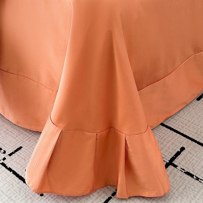 91家纺网 家纺一手货源 找家纺 梦莱斯2025新款长绒棉刺绣轻奢系列四件套 活力橙