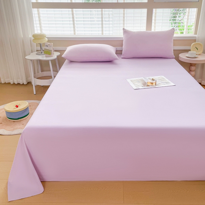 91家纺网 家纺一手货源 找家纺 牛魔王家居 2025新款糯糯棉床单枕套纯色单床单 浅紫