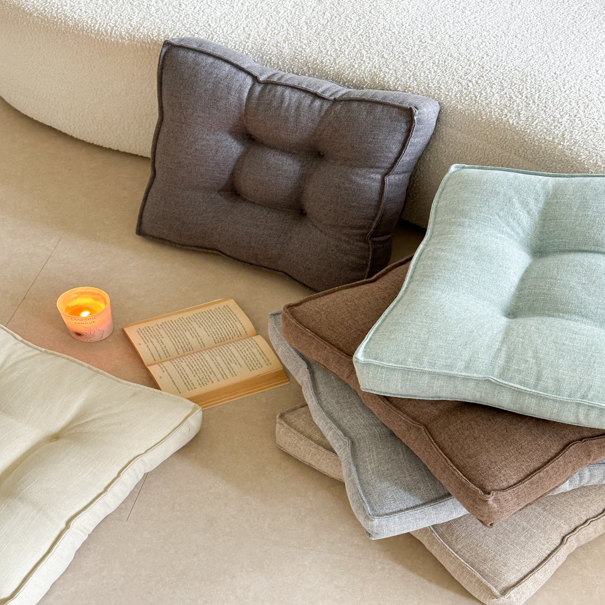 91家纺网 家纺一手货源 找家纺 （总）美茉家居 2025新款棉麻面包坐垫