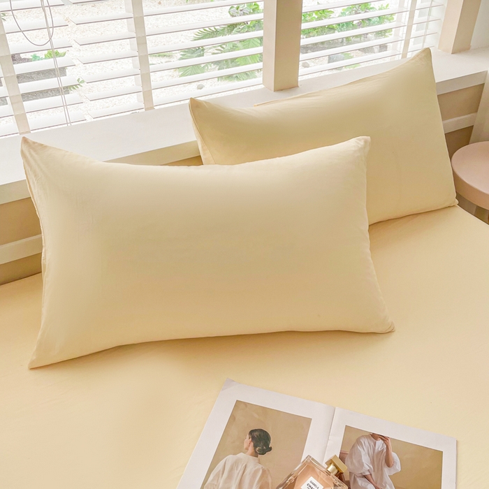 91家纺网 家纺一手货源 找家纺 牛魔王家居 2025新款糯糯棉床单枕套纯色单床单 嫩黄