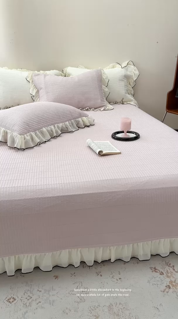 91家纺网 家纺一手货源 找家纺 琳可家居 2025新款雪精灵系列兰精天丝凉感床盖三件套 秋韵紫