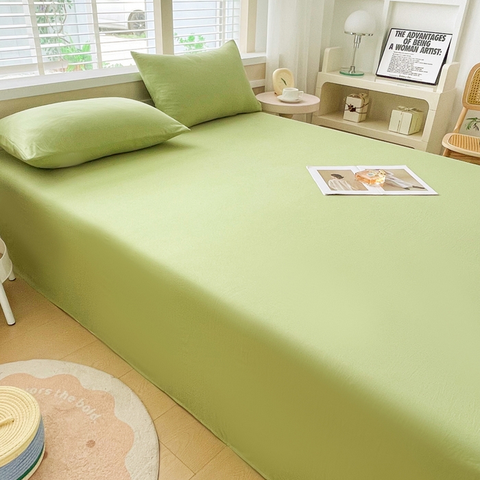 91家纺网 家纺一手货源 找家纺 牛魔王家居 2025新款糯糯棉床单枕套纯色单床单 抹茶绿