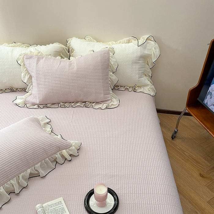 91家纺网 家纺一手货源 找家纺 琳可家居 2025新款雪精灵系列兰精天丝凉感床盖三件套 秋韵紫