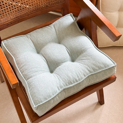 91家纺网 家纺一手货源 找家纺 美茉家居 2025新款棉麻面包坐垫 湖蓝