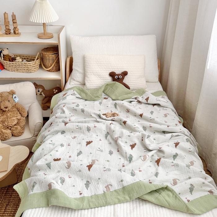 91家纺网 家纺一手货源 找家纺 BOSS 2025新款全棉纯棉皱皱纱儿童盖毯夏被  幼儿园夏被夏凉被空调被