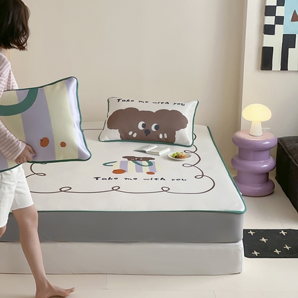 桃子家居 2025新款A类ins卡通数码印花1200D冰感冰丝凉席系列 冰感席混搭-快乐旅行