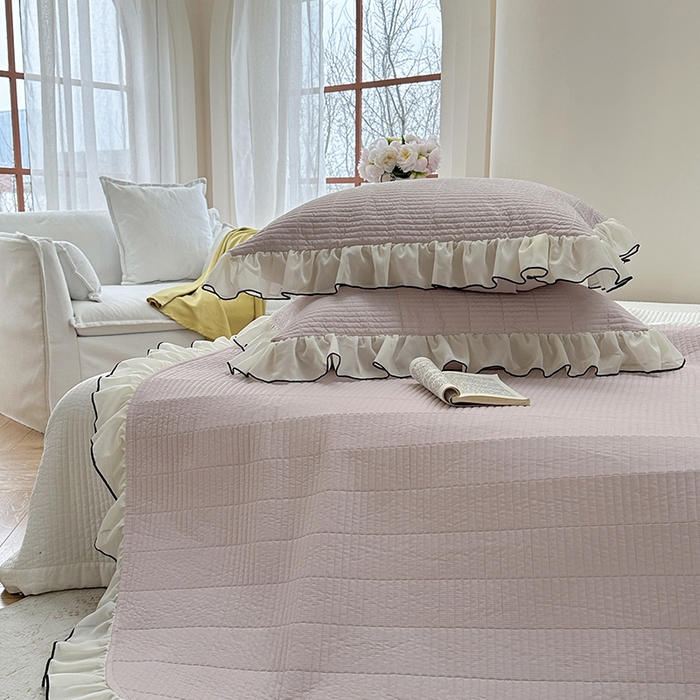 91家纺网 家纺一手货源 找家纺 琳可家居 2025新款雪精灵系列兰精天丝凉感床盖三件套 秋韵紫