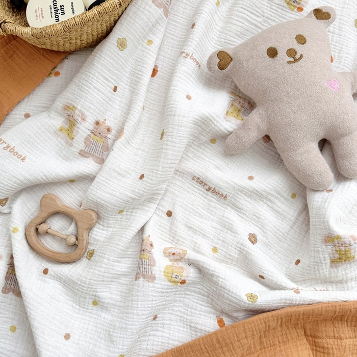 91家纺网 家纺一手货源 找家纺 BOSS 2025新款全棉纯棉皱皱纱儿童盖毯夏被  幼儿园夏被夏凉被空调被