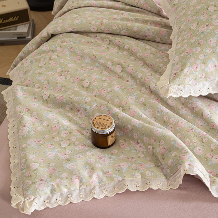 91家纺网 家纺一手货源 找家纺 玛德琳 2025新款双层纱大豆夏凉被空调被夏被四件套 马丁的画