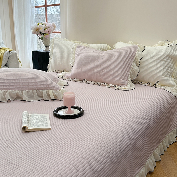 91家纺网 家纺一手货源 找家纺 琳可家居 2025新款雪精灵系列兰精天丝凉感床盖三件套 秋韵紫