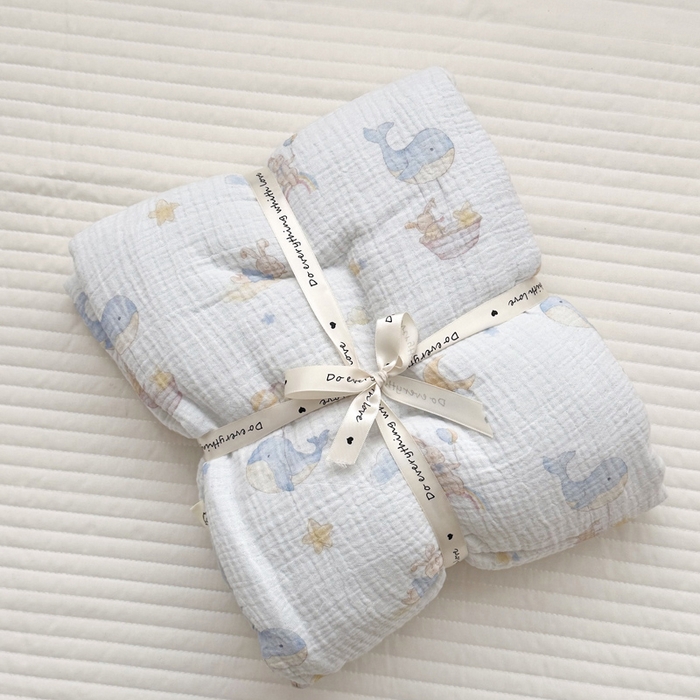 91家纺网 家纺一手货源 找家纺 BOSS 2025新款全棉纯棉皱皱纱儿童盖毯夏被  幼儿园夏被夏凉被空调被