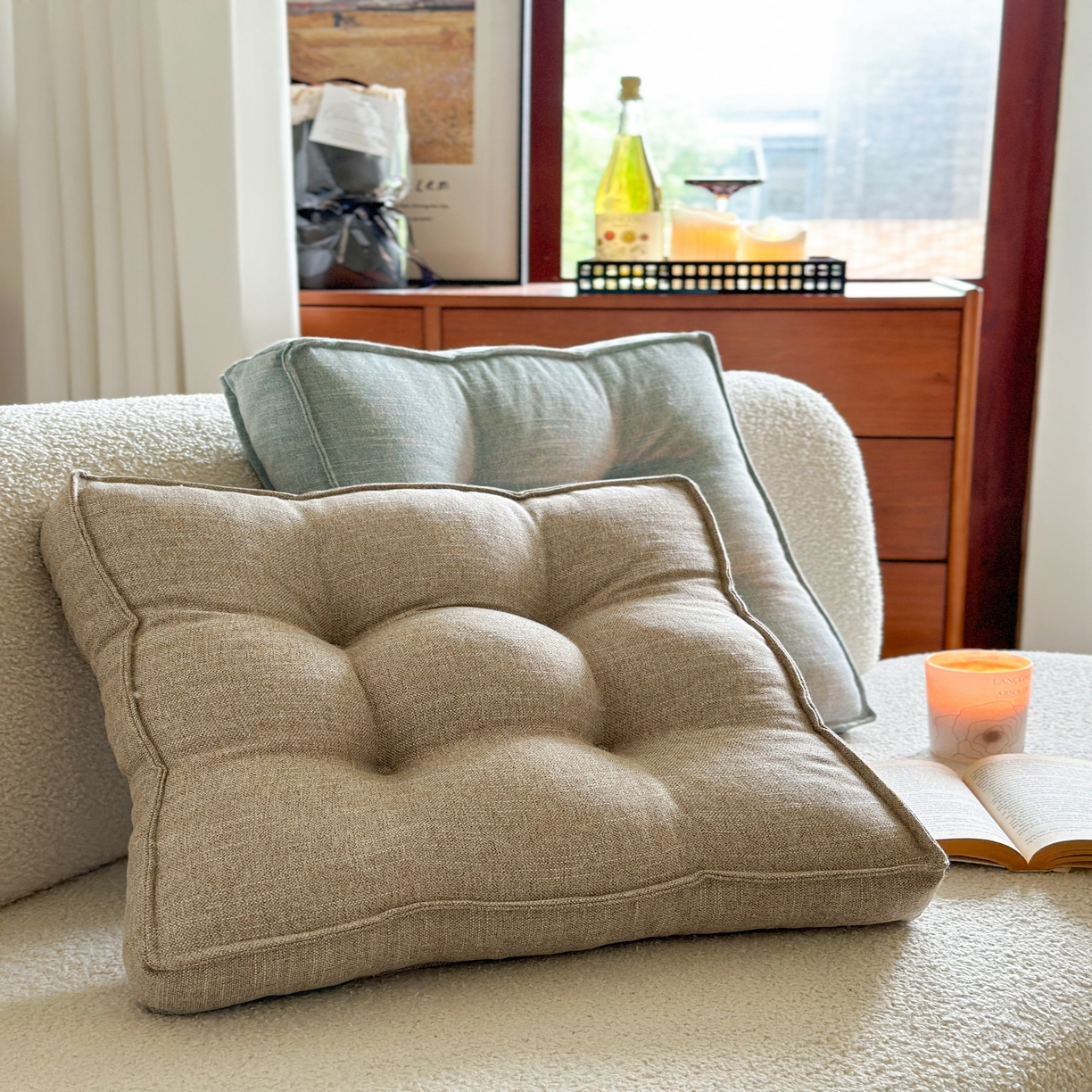 91家纺网 家纺一手货源 找家纺 （总）美茉家居 2025新款棉麻面包坐垫