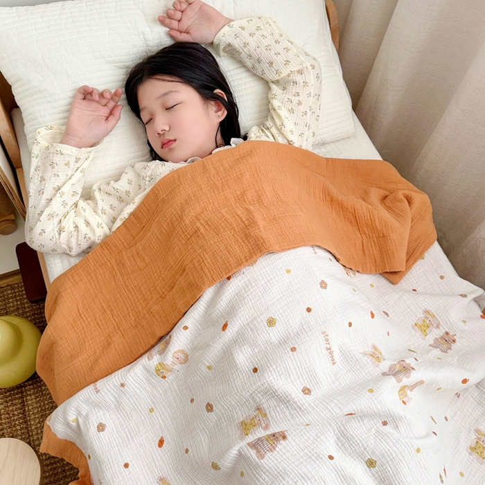 91家纺网 家纺一手货源 找家纺 BOSS 2025新款全棉纯棉皱皱纱儿童盖毯夏被  幼儿园夏被夏凉被空调被