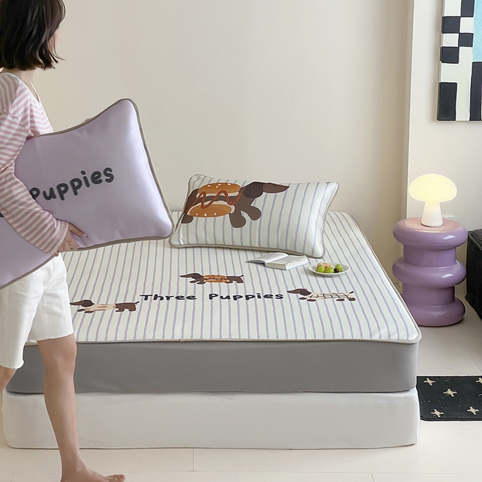 91家纺网 家纺一手货源 找家纺 （总）桃子家居 2025新款A类ins卡通数码印花1200D冰感冰丝凉席系列