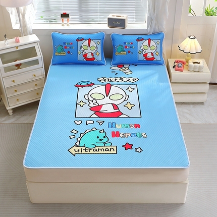 2025大版卡通夏季凉豆豆凉席三件套空调房床笠款凉席三件套 凹凸曼