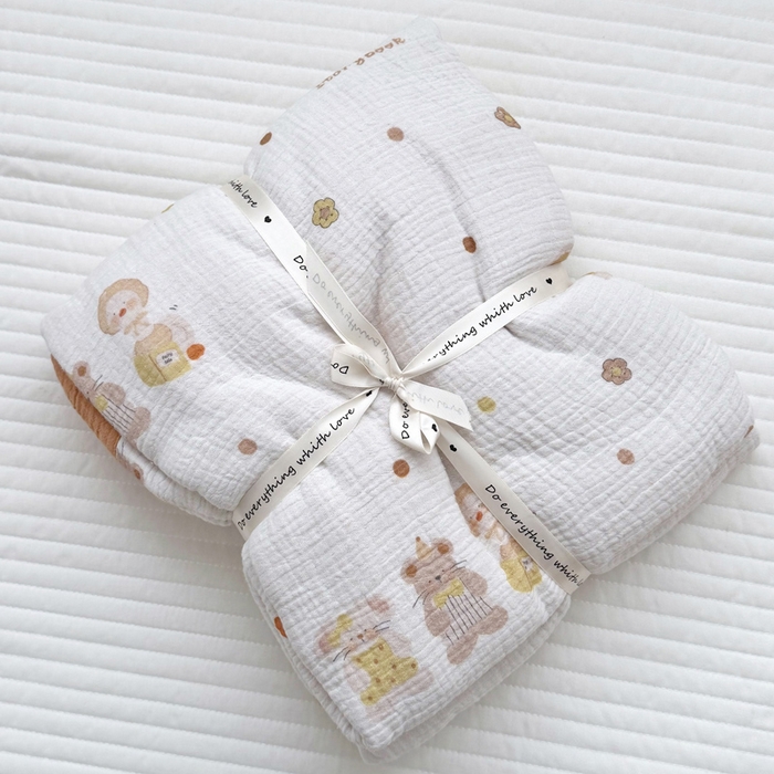 91家纺网 家纺一手货源 找家纺 BOSS 2025新款全棉纯棉皱皱纱儿童盖毯夏被  幼儿园夏被夏凉被空调被