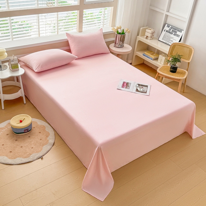 91家纺网 家纺一手货源 找家纺 牛魔王家居 2025新款糯糯棉床单枕套纯色单床单 樱花粉