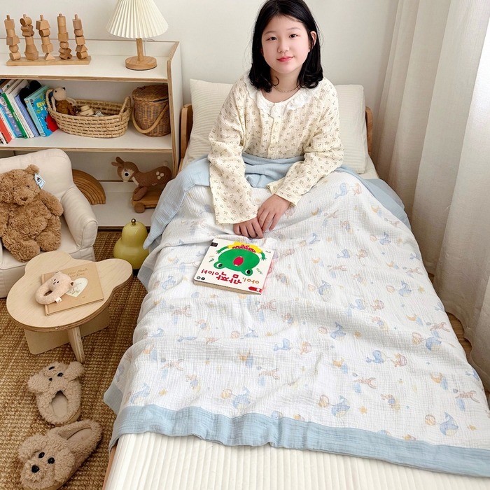 91家纺网 家纺一手货源 找家纺 BOSS 2025新款全棉纯棉皱皱纱儿童盖毯夏被  幼儿园夏被夏凉被空调被