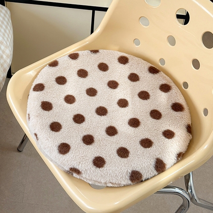 91家纺网 家纺一手货源 找家纺 美茉家居 2025新款兔毛绒波点坐垫 棕波咖