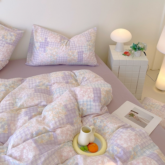 91家纺网 家纺一手货源 找家纺 于果 2025新款全棉双层纱四件套第四批 山花浪漫