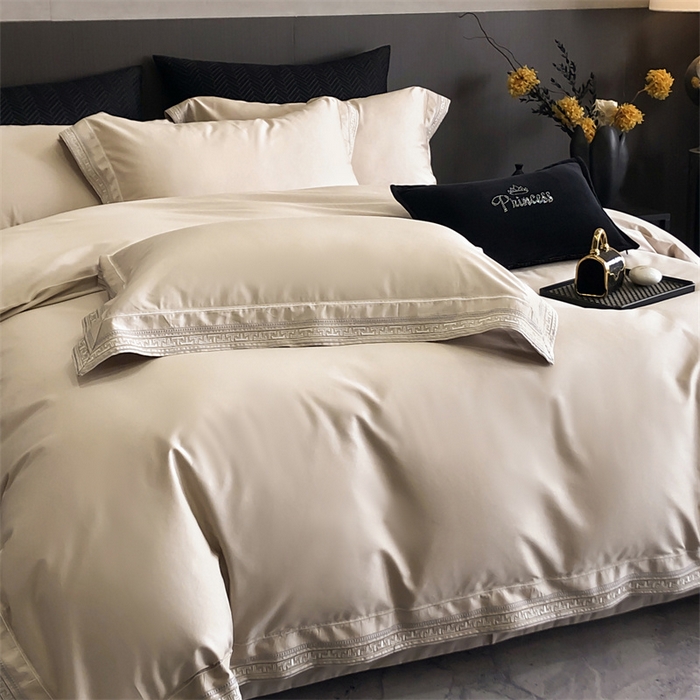 91家纺网 家纺一手货源 找家纺 2025新款全棉长绒棉刺绣四件套-迷宫 迷宫-香槟