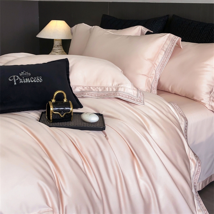 91家纺网 家纺一手货源 找家纺 2025新款全棉长绒棉刺绣四件套-迷宫 迷宫-粉