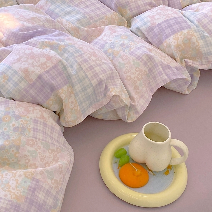 91家纺网 家纺一手货源 找家纺 于果 2025新款全棉双层纱四件套第四批 山花浪漫