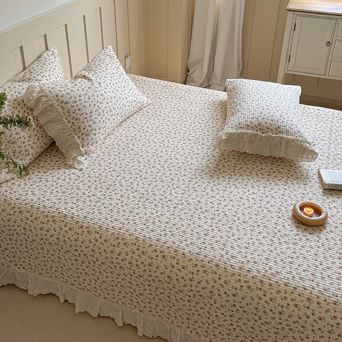 91家纺网 家纺一手货源 找家纺 麦伦家居 2025新款60s单层纱全棉床盖 玫瑰庄园