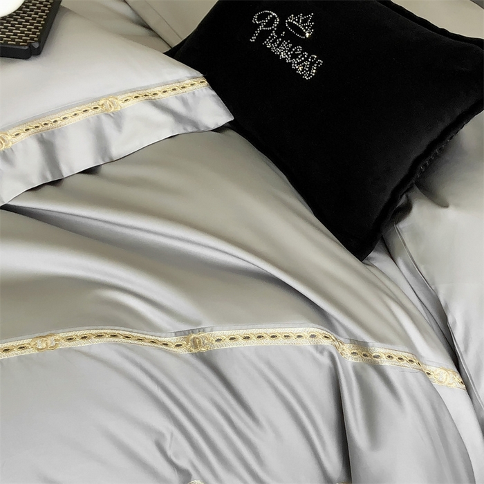 91家纺网 家纺一手货源 找家纺 2025新款全棉长绒棉刺绣四件套-慕研 慕研-灰