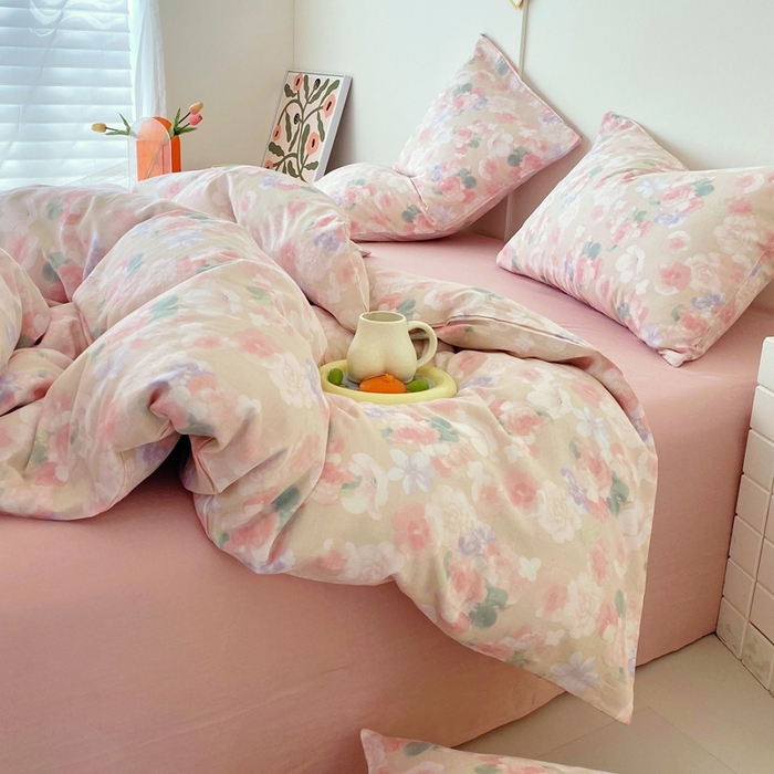 91家纺网 家纺一手货源 找家纺 于果 2025新款全棉双层纱四件套第四批 潮汐月影