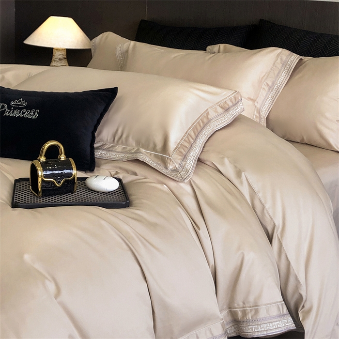 91家纺网 家纺一手货源 找家纺 2025新款全棉长绒棉刺绣四件套-迷宫 迷宫-香槟