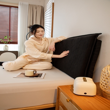 沐沐家纺 2026新款灯芯绒床头平板大靠背 黑色