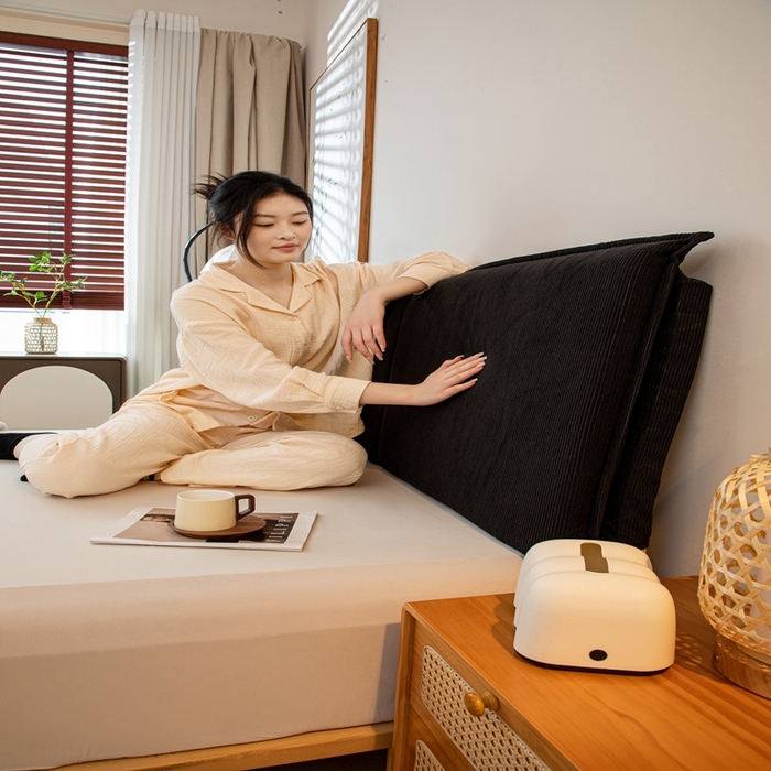 91家纺网 家纺一手货源 找家纺 沐沐家纺 2026新款灯芯绒床头平板大靠背 黑色