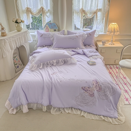 凯美家居 2025新款超柔亲肤棉夏被回件套 夏被蝶恋花 浅紫