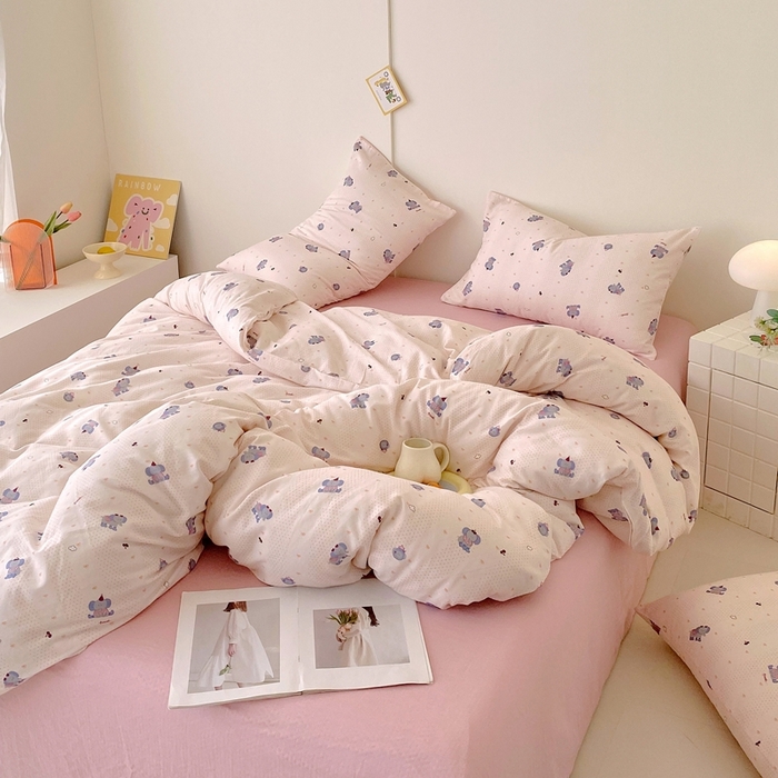 91家纺网 家纺一手货源 找家纺 于果 2025新款全棉双层纱四件套第四批 嘟嘟象