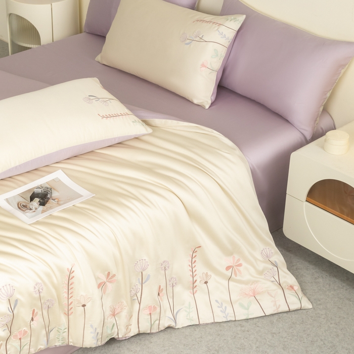 91家纺网 家纺一手货源 找家纺 （总）618家纺 2025新款60S100支进口兰精天丝四件套-初夏