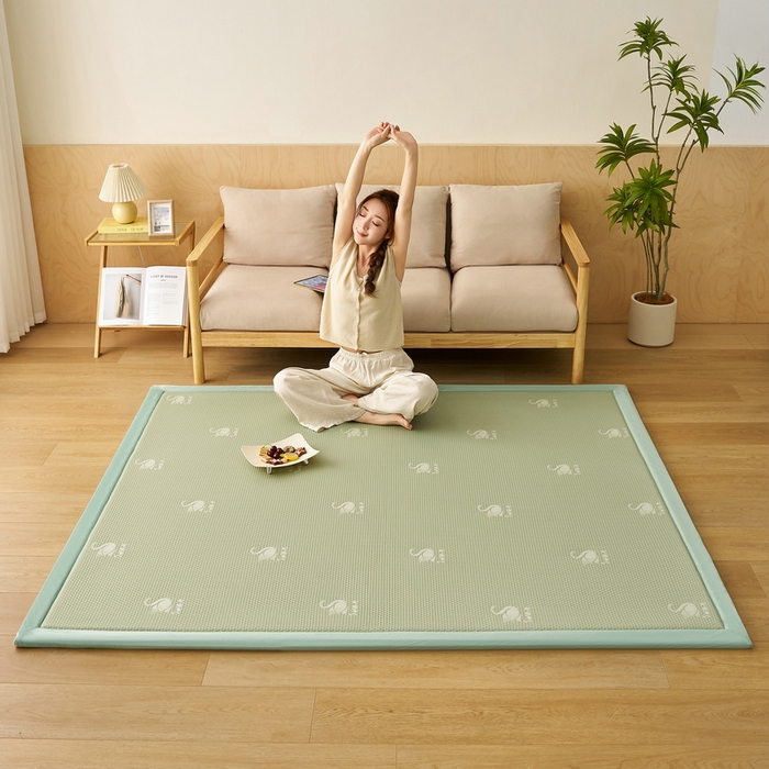 91家纺网 家纺一手货源 找家纺 锦丝钰床垫 2025新款真凉感冰豆豆天鹅系列地垫 冰豆豆-天鹅绿